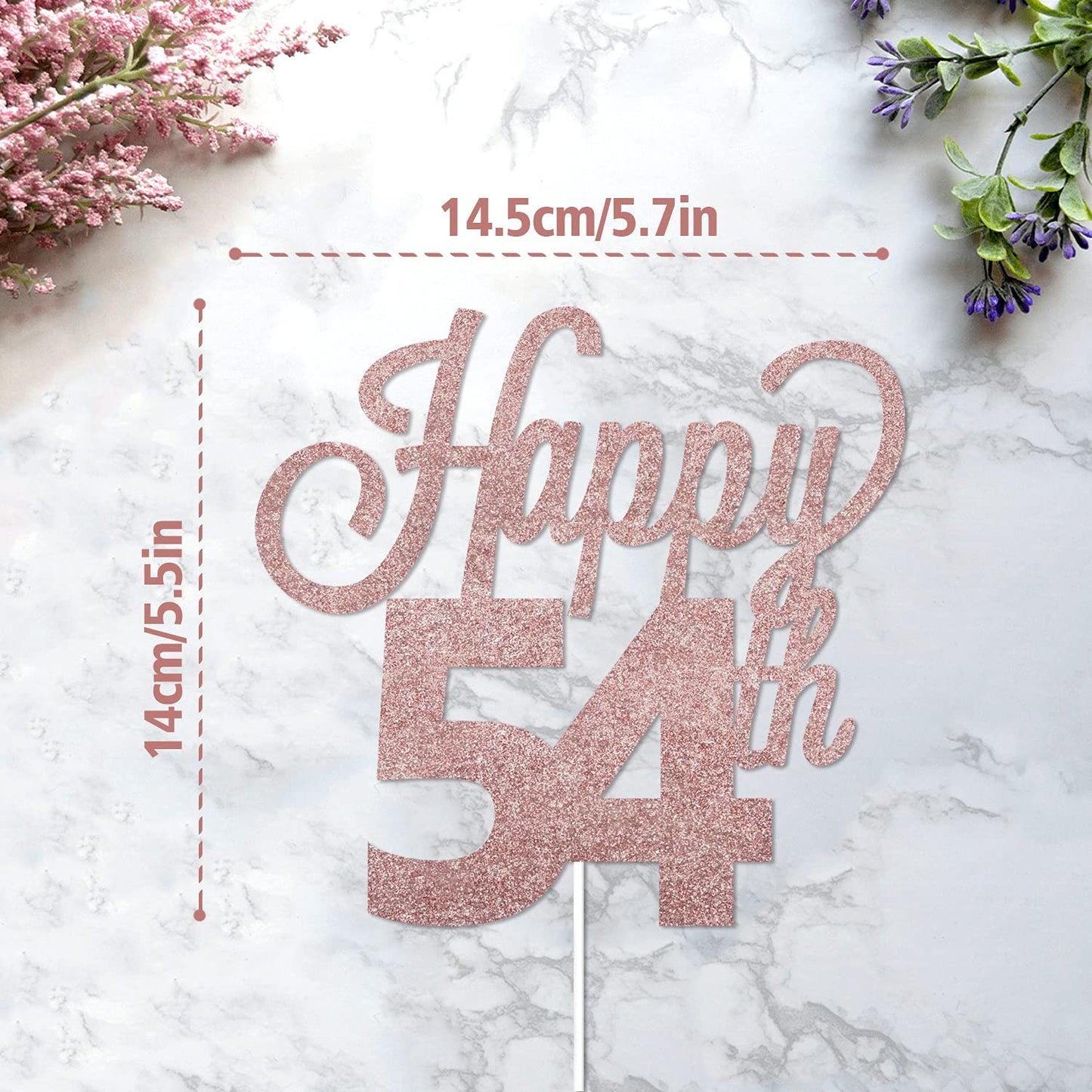 Lingteer Happy 54Th Birthday Cake Topper - Cheers To 54Th Birthday 54 Years Old Birthday Party Cake Decorations Sign.