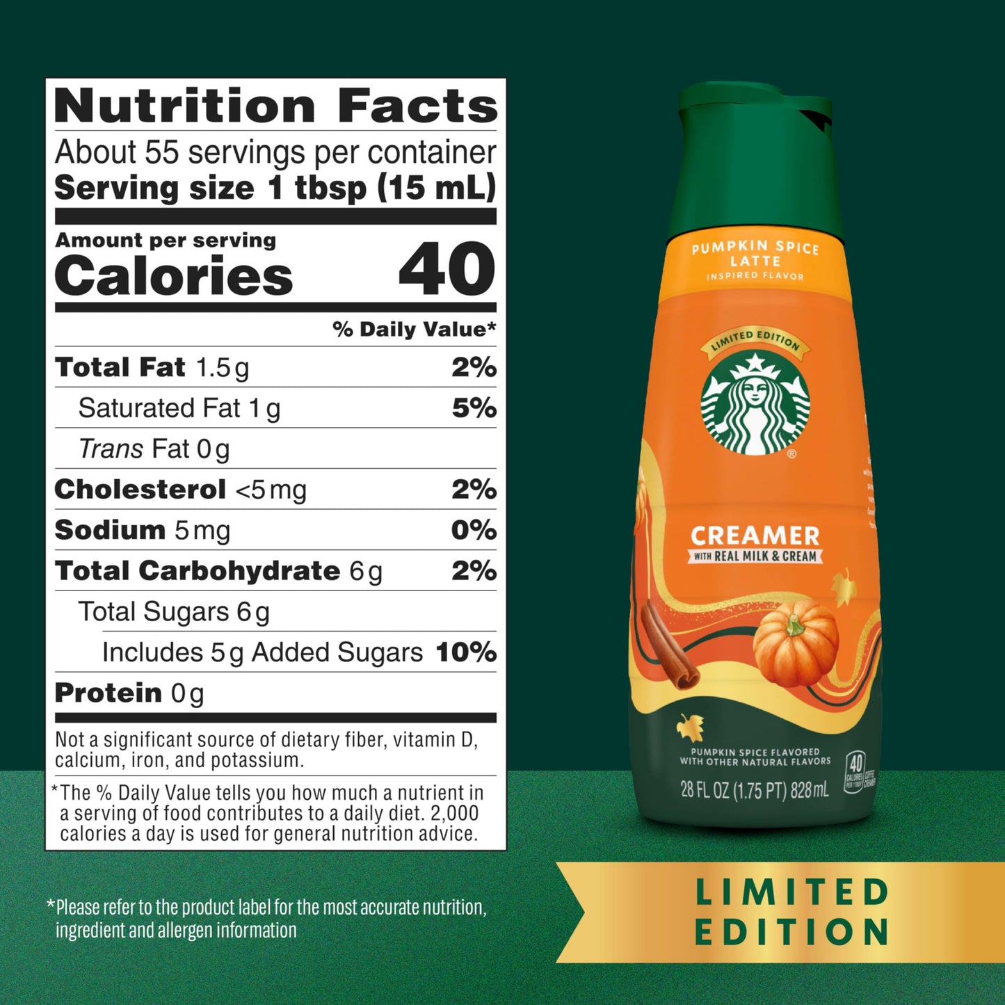 Starbucks Pumpkin Spice Latte Coffee Creamer, 28 Fl Oz