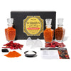 Thoughtfully Gourmet Whiskey Infused Hot Sauce DIY Gift Set - 11 Piece Set with Decanters, Recipe Book, Gloves, and Seasonings