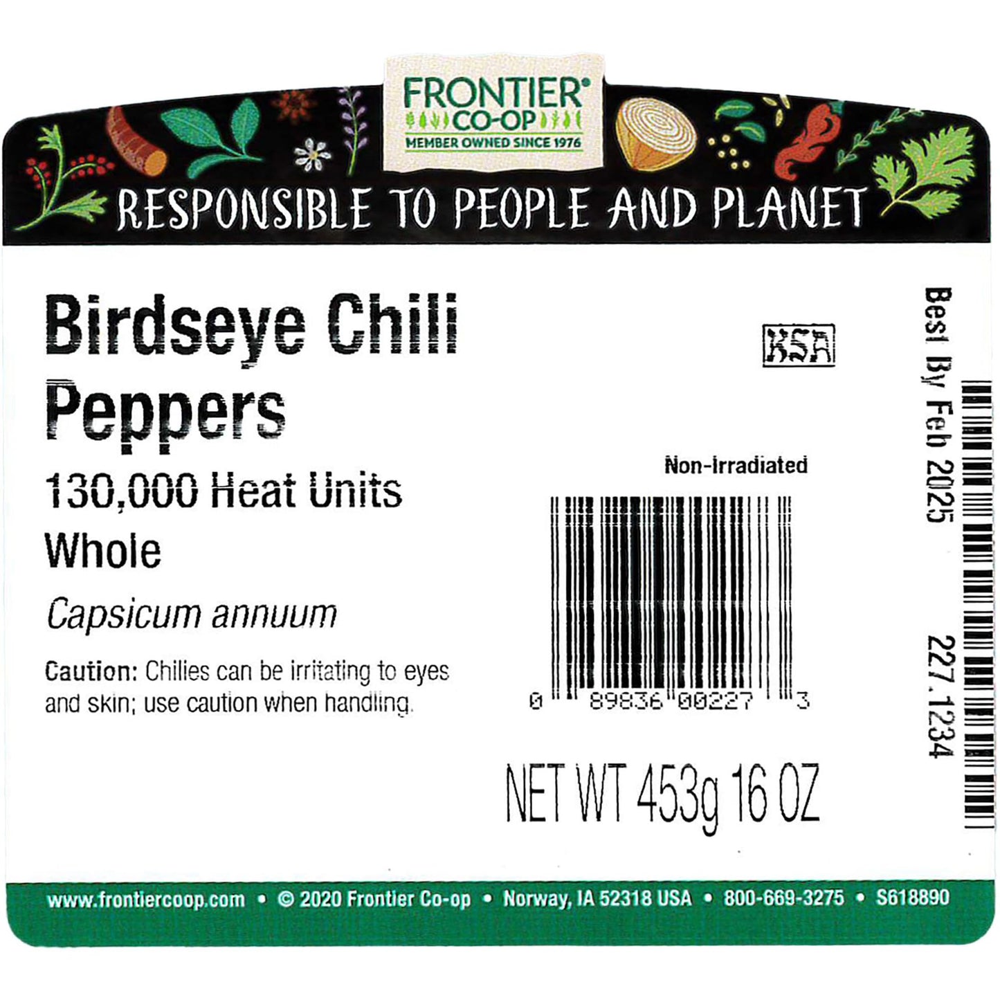 Frontier Co-Op Whole Birdseye Chili Peppers 1Lb