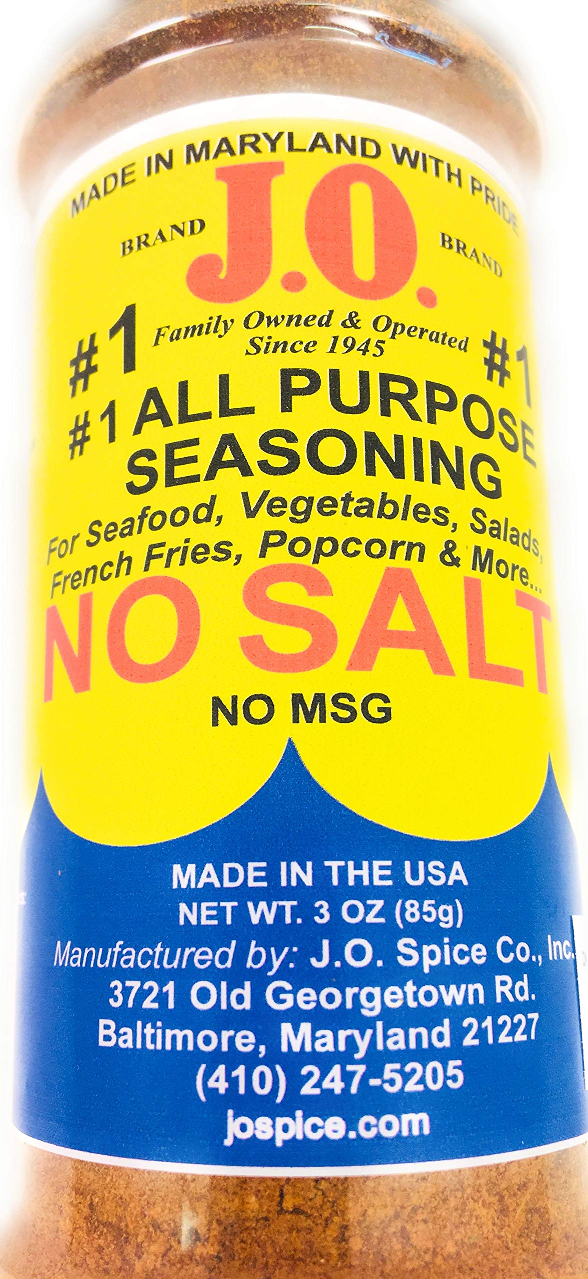 3 Oz J.O. Spice Company #1 All Purpose Seafood Seasoning No Salt, Seafood, Poultry, Meats, Popcorn, French Fries