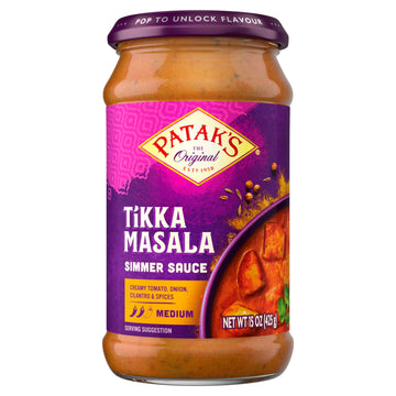 Patak'S Tikka Masala Simmer Sauce - 15 Oz (Pack Of 3) – With Creamy Tomato, Onion, Cilantro, And Spices, No Artificial Flavors, Gluten Free, Vegetarian Friendly