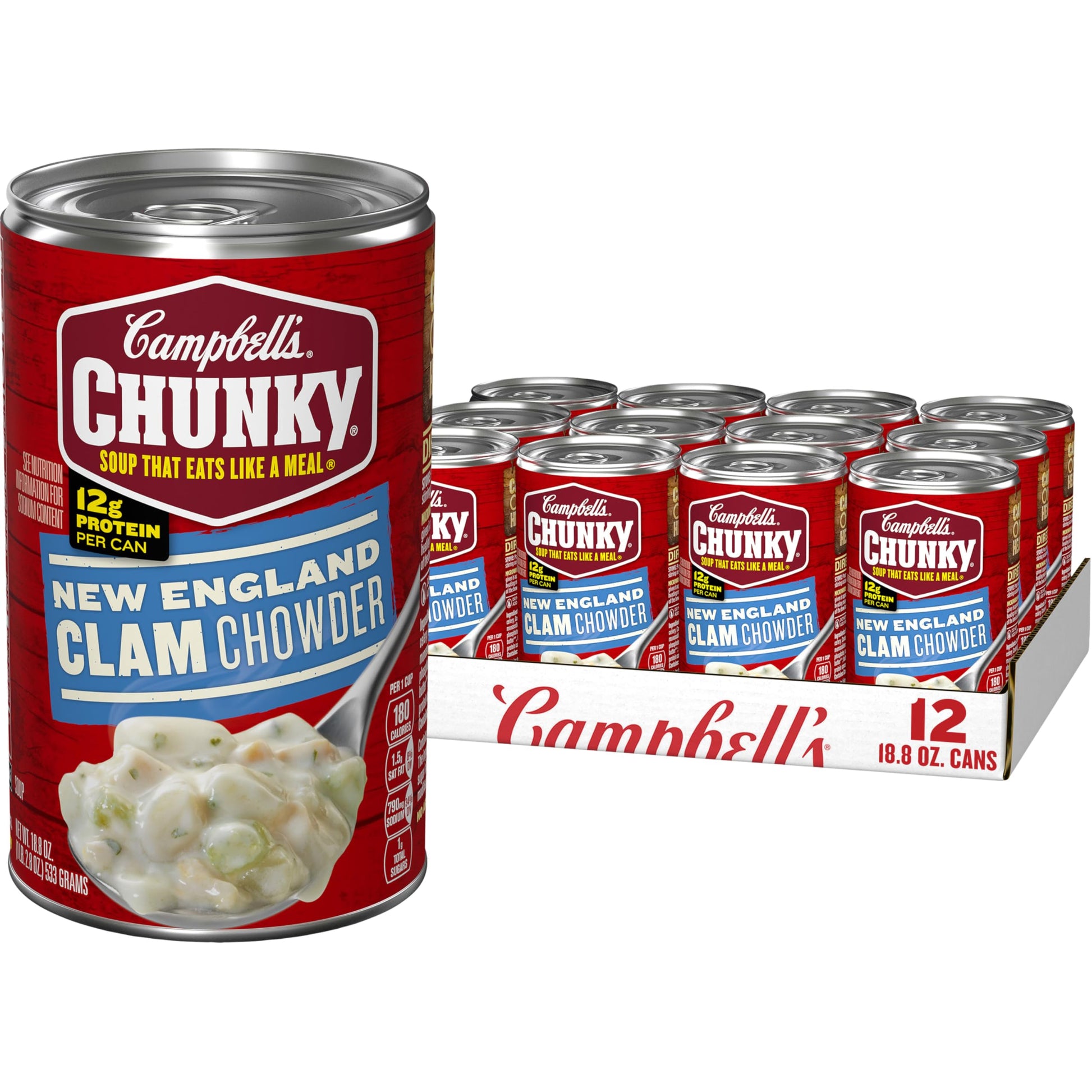 Campbell s Chunky Soup, New England Clam Chowder, 18.8 Ounce Can (Case Of 12)