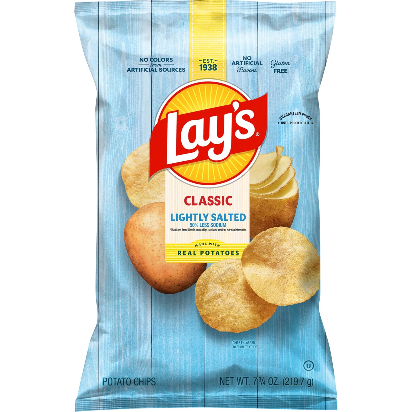 Lays Potato Chips, Lightly Salted Snacks, 7.75oz Bag