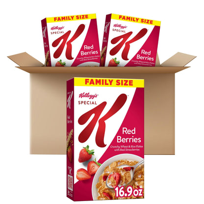 Kellogg s Special K Cold Breakfast Cereal, 11 Vitamins and Minerals, Made with Real Strawberries, Family Size, Red Berries (3 B