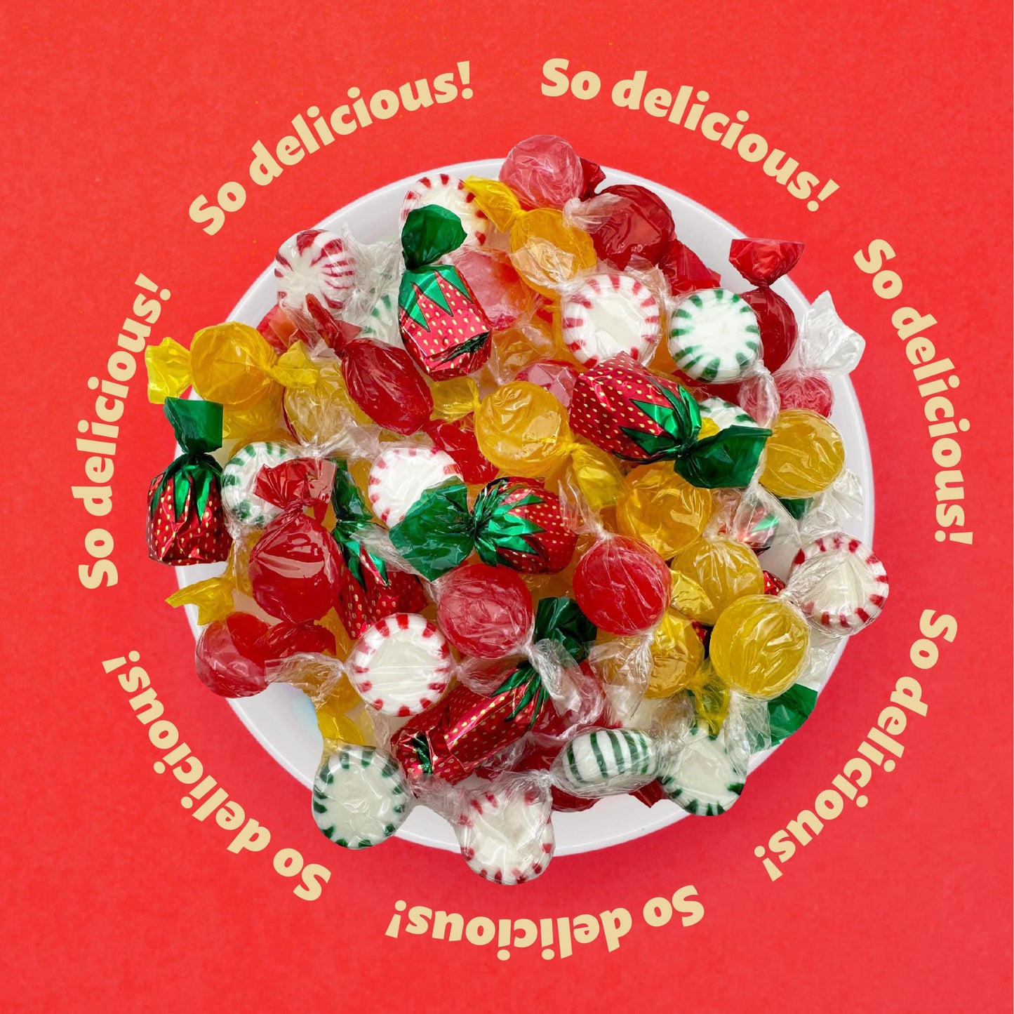Christmas Hard Candy Assortment, 1.5-Pound Pack - Strawberry, Cinnamon, Butterscotch, Peppermint - Hostess Mix