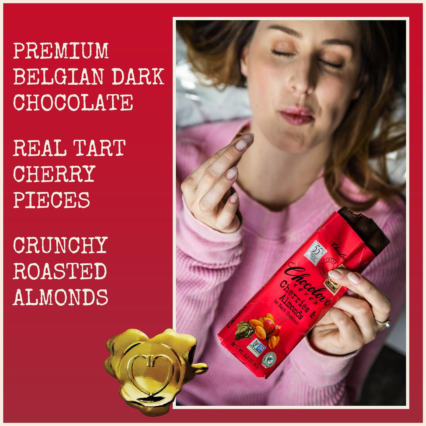 Chocolove Cherries And Almonds In Dark Chocolate, 3.2 Oz
