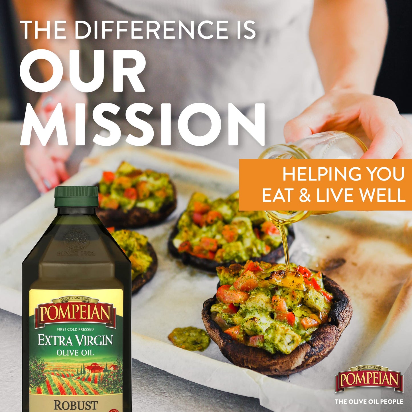 Pompeian Robust Extra Virgin Olive Oil, First Cold Pressed, Full-Bodied Flavor, Perfect for Salad Dressings & Marinades, 68 FL.