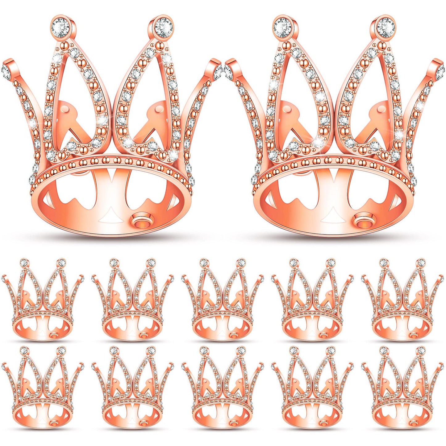 12 Pieces Crown Cake Topper Mini Baby Crown Tiny Queen Crown Small Princess Headpiece Cake Decoration For Women Lady Girl Bridal