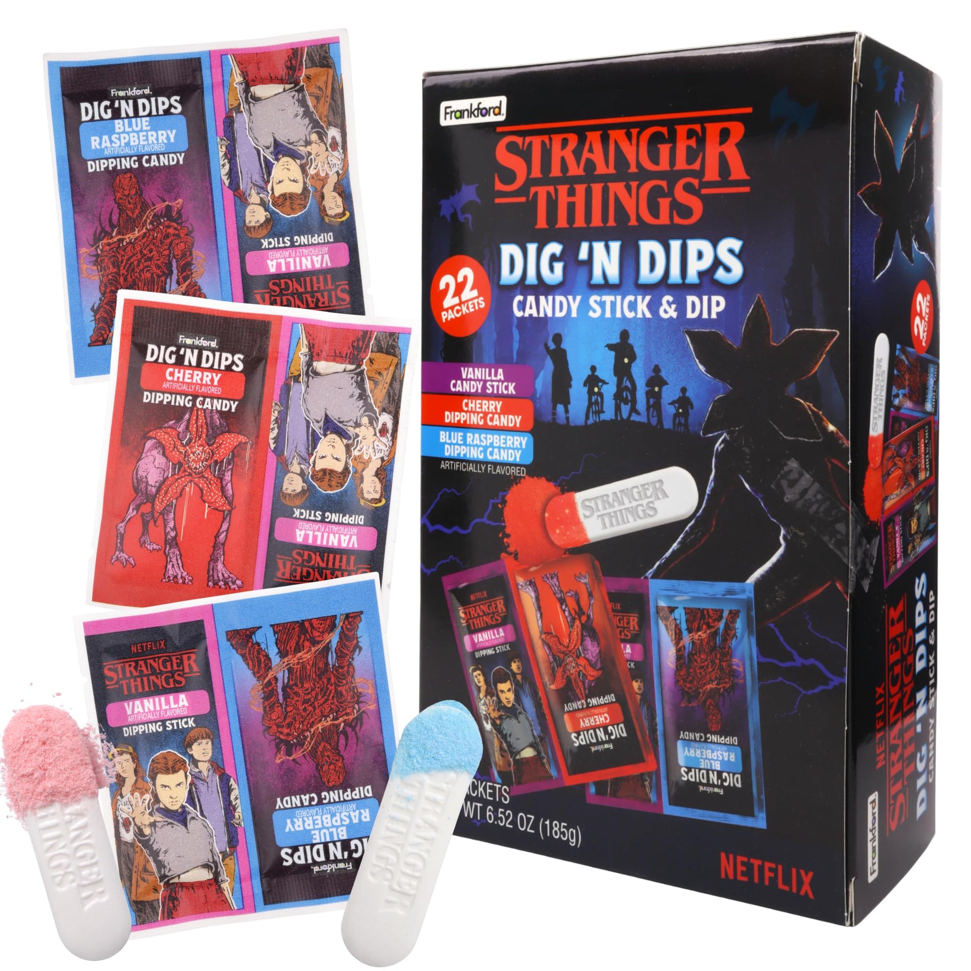 Frankford Stranger Things Candy, Vanilla Sticks with Fruit Flavored Powder, 22 Packets, 6.52 Ounces