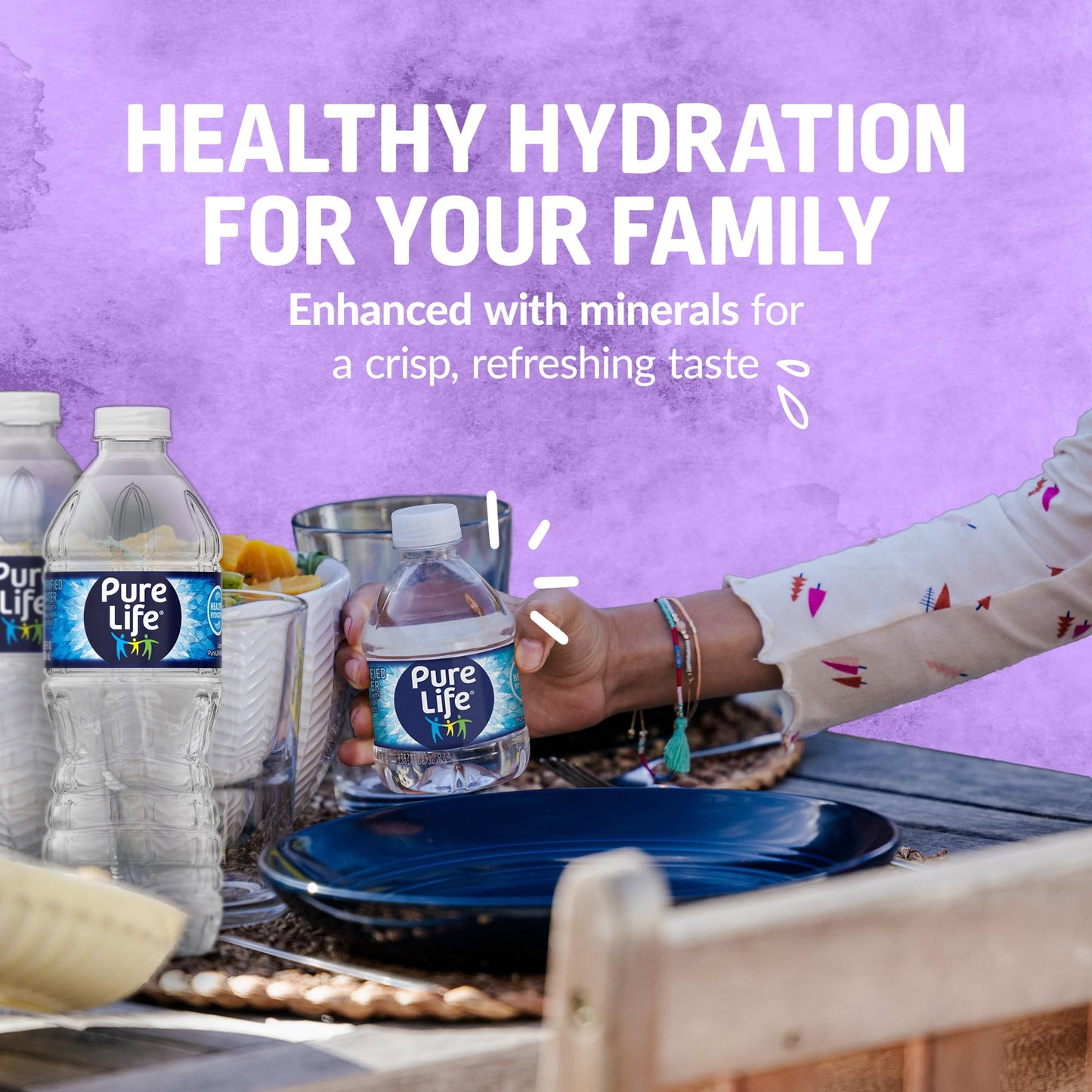 Pure Life Purified Water Bottles, 12 Pack - Still Bottled Water with Added Minerals for a Crisp Taste, Plastic Bottles - 8 Fl oz