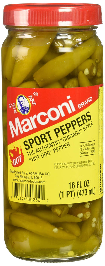 Marconi - The Authentic Chicago Style Hot Sport Peppers, 16 Fl Oz(Pack of 3)