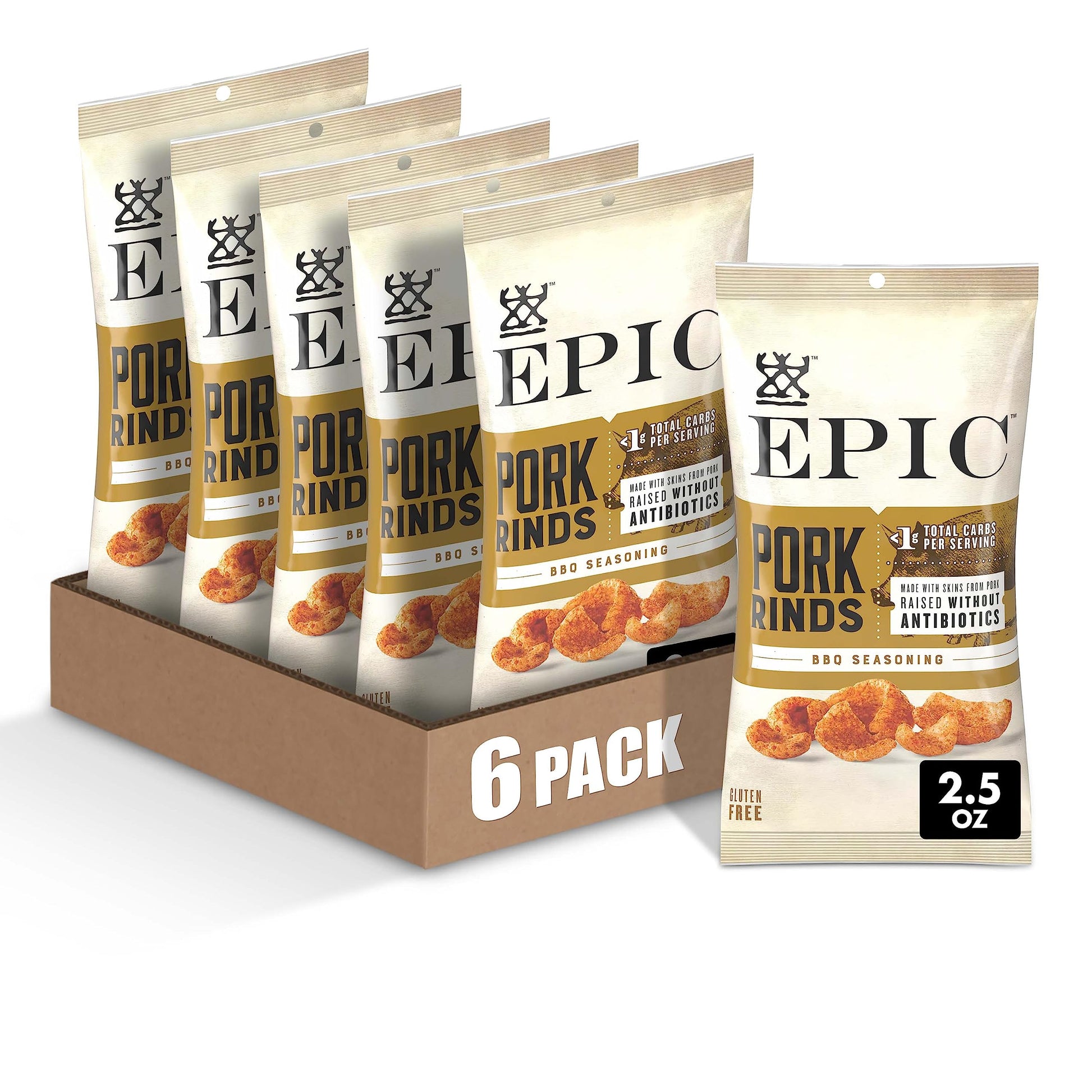 Epic Bbq Pork Rinds Gluten Free, 2.5Oz (Pack Of 6)
