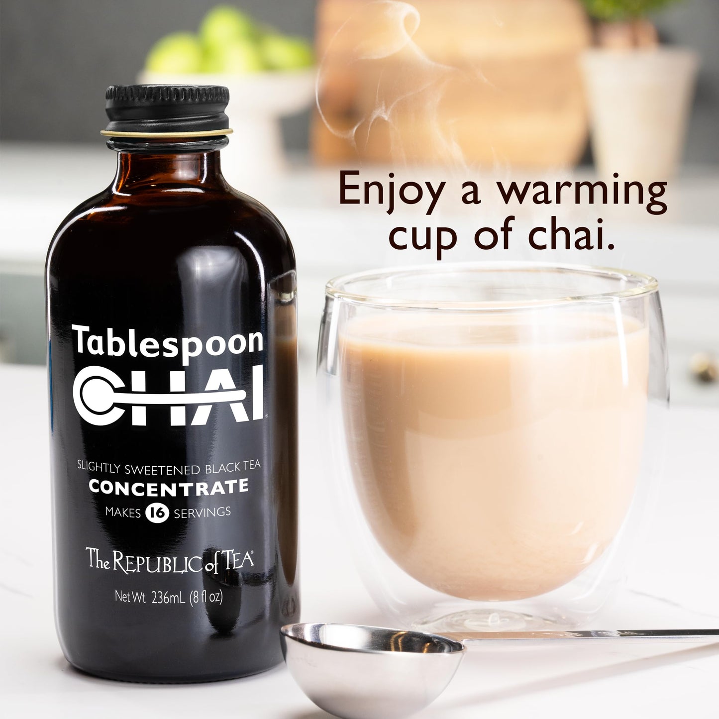 The Republic of Tea Tablespoon Chai Black Tea Concentrate, 8 fl oz - 16 Servings, Premium Chai Flavor