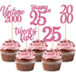 30PCS Happy 25th Birthday Cupcake Toppers Cheers to 25 Vintage 2000 Cupcake Picks Hello 25 Twenty Five 25th Birthday Decorations