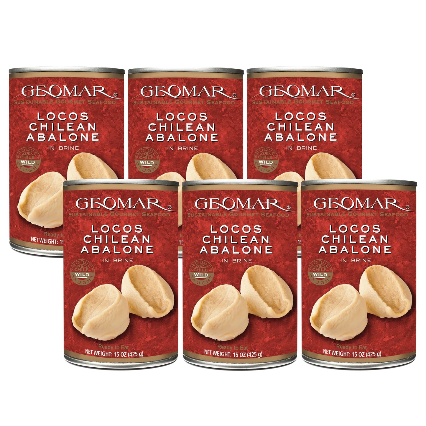 Geomar Locos (Chilean Abalone) in Brine - Ready-to-Eat Seafood - 6 Pack (15 oz)