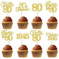 Rsstarxi 24 Pack Gold Glitter 80th Birthday Cupcake Toppers Paper Cake Decorations