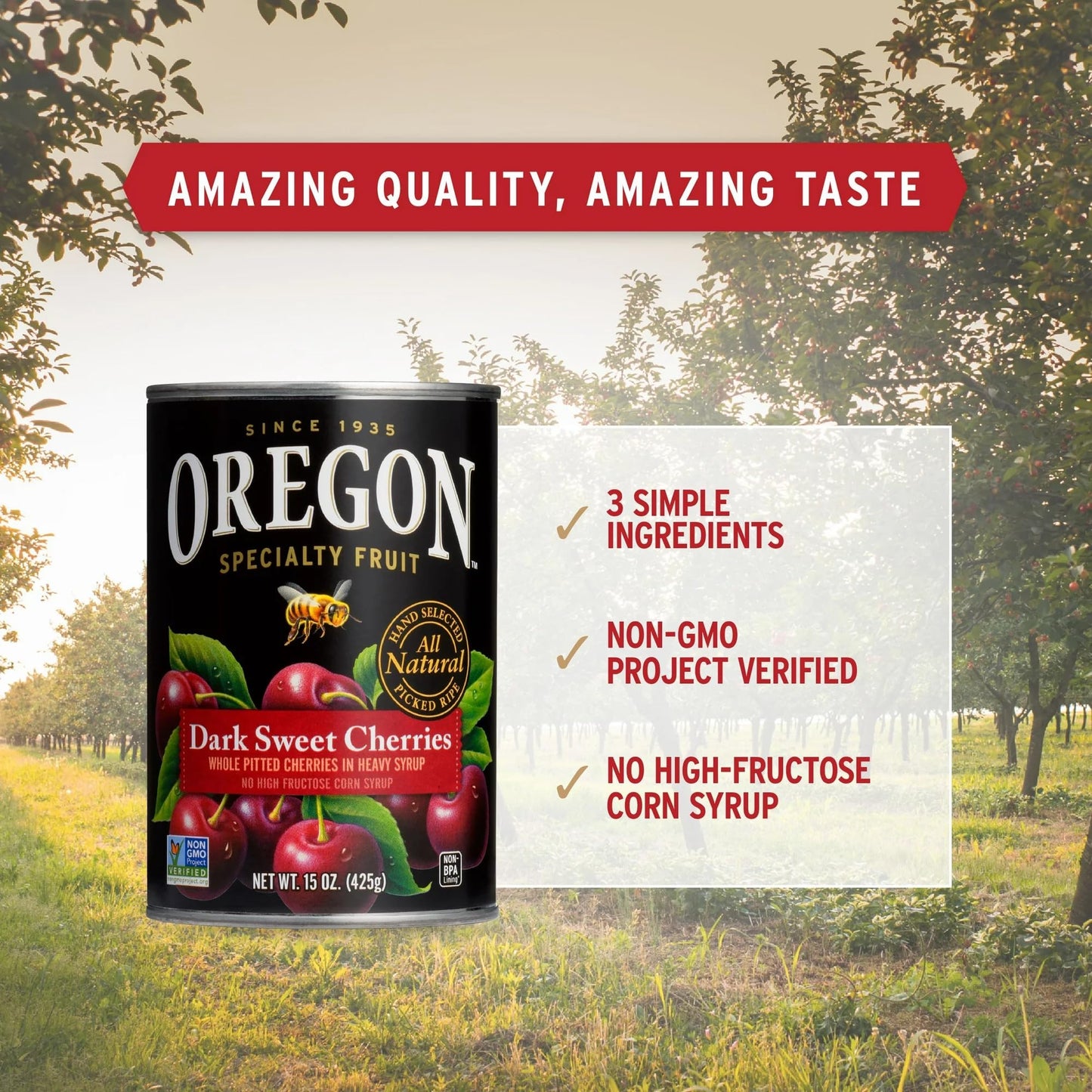 Oregon Specialty Fruit, Dark Sweet Cherries, Pitted, All-Natural,15 Ounce (Pack Of 3)
