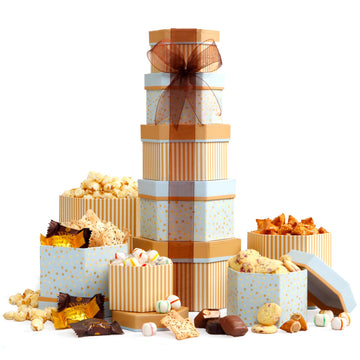 Broadway Basketeers Gourmet Christmas Holiday Food Gift Basket Tower Snack Gifts For Women, Men, Families, College – Appreciation, Thank You, Congratulations, Corporate, Get Well Soon Care Package