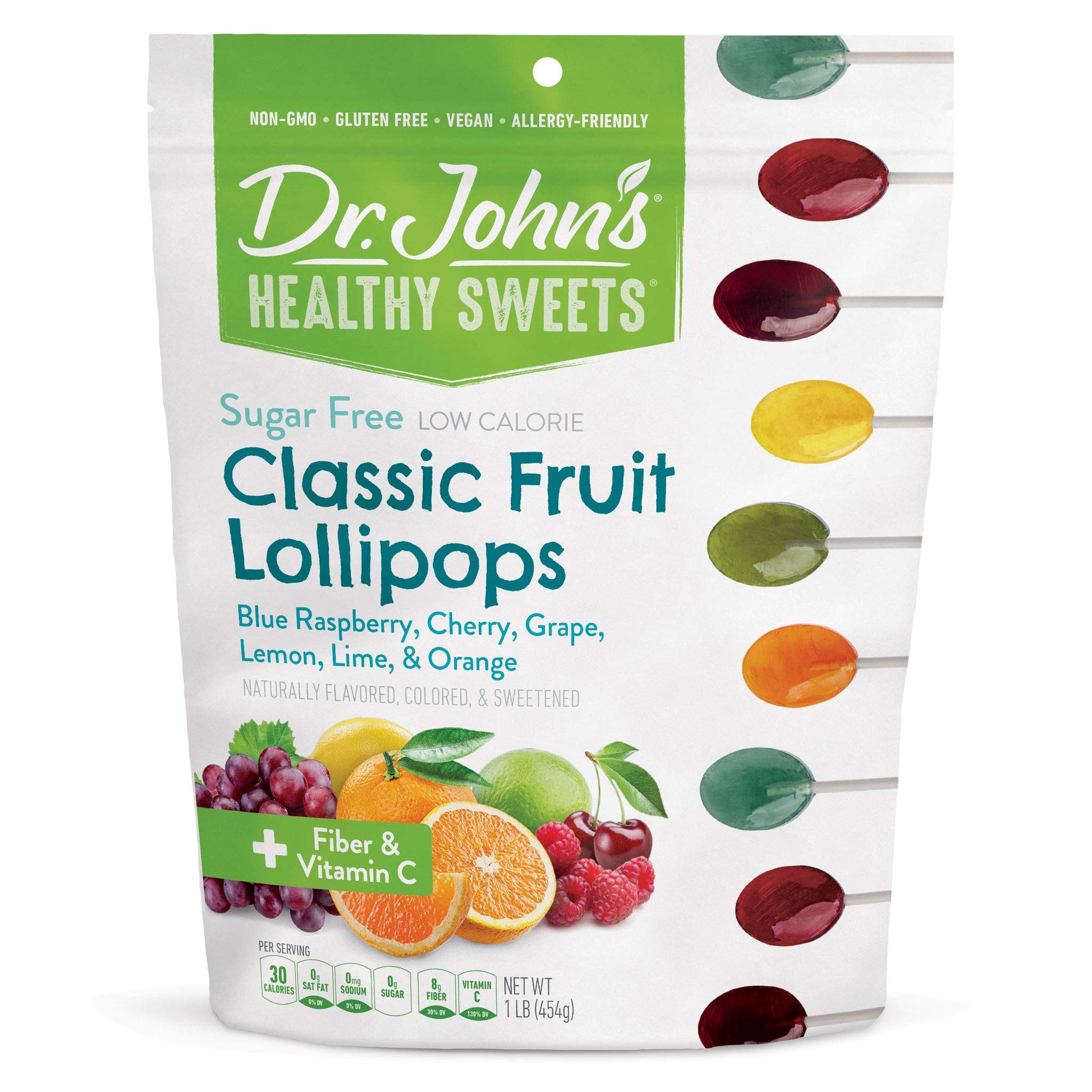 Dr. Johns Sugar Free Candy, Healthy Lollipops With Zero Sugar, Low Calorie Snacks, Keto Friendly Hard Candy Sweets, Classic Frui