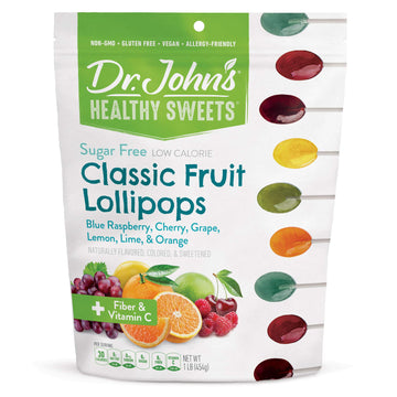 Dr. Johns Sugar Free Candy, Healthy Lollipops With Zero Sugar, Low Calorie Snacks, Keto Friendly Hard Candy Sweets, Classic Frui