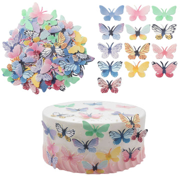 Gyufise 72Pcs Edible Butterfly Cupcake Toppers 3D Colorful Cake Realistic Butterfly Dessert Decoration For Birthday Party Weddin