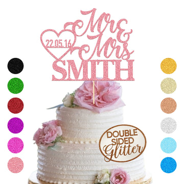 Personalized Wedding Cake Toppers Wedding Decoration Wedding Favours Customised Wedding Gifts for Couple Wedding Double Sided Gl