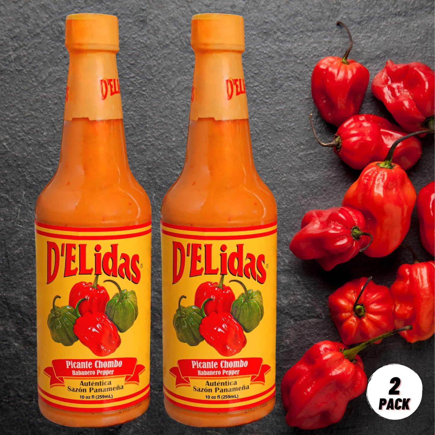D'ELidas Habanero Hot Sauce - Natural Non-GMO Keto Friendly, 10 Fl Oz (Pack of 2) - Chombo Picante Sauce #1 in Panama