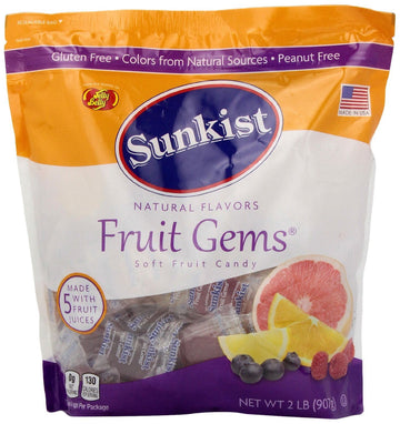 Jelly Belly, Sunkist, Fruit Gems, Soft Fruit Candies, 2Lb Bag (Pack Of 2)
