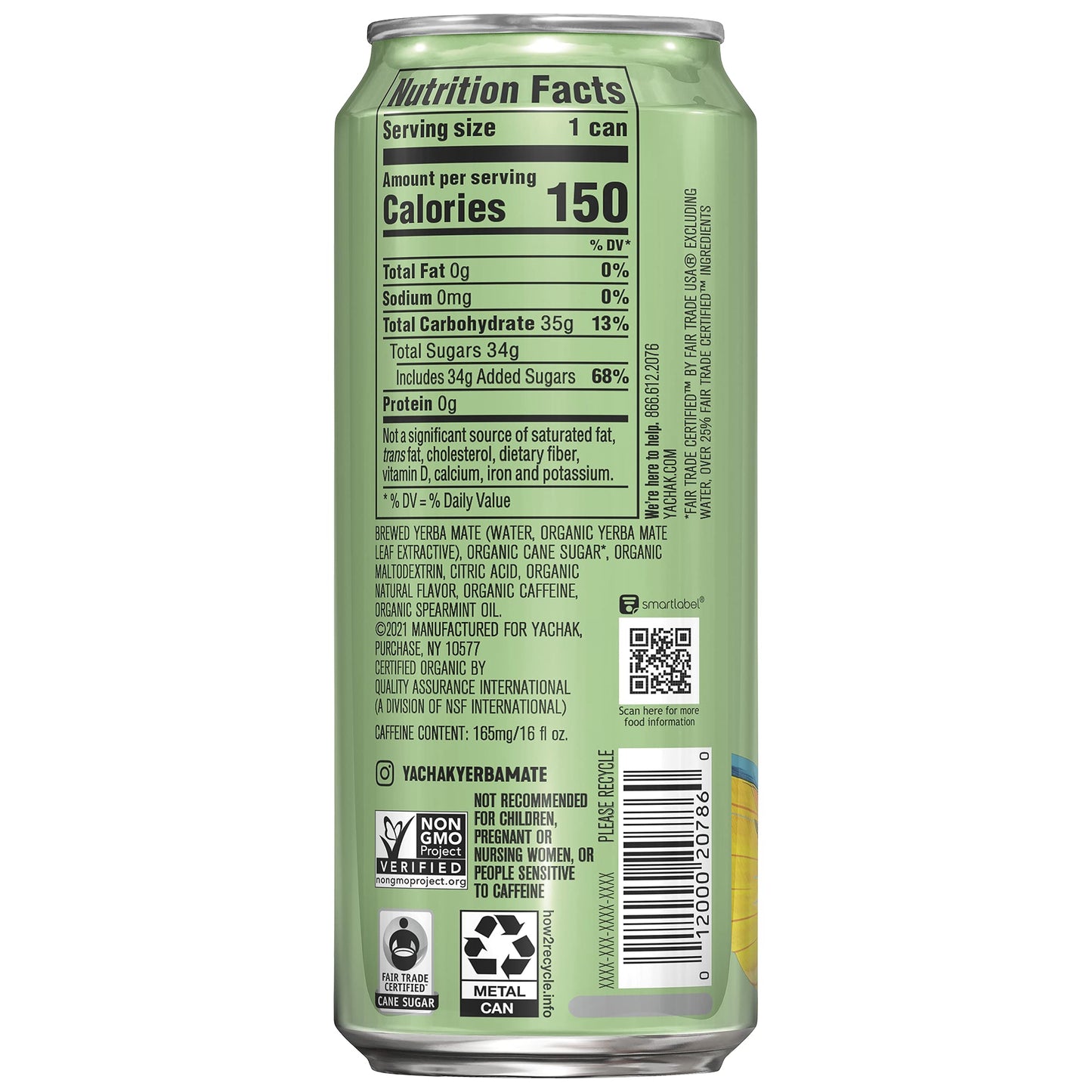 Yachak Yerba Mate Drink, Ultimate Mint, 16 Fl Oz, Pack of 12