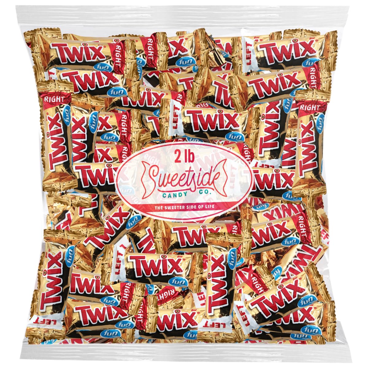 Twix Fun Size Candy Bars Left and Right  2lb Pack of Bulk Chocolate Candy Individually Wrapped  Ideal Caramel Chocolate for Sharing with Friends  Perfect Twix Mini Candy Bars for Parties and Events