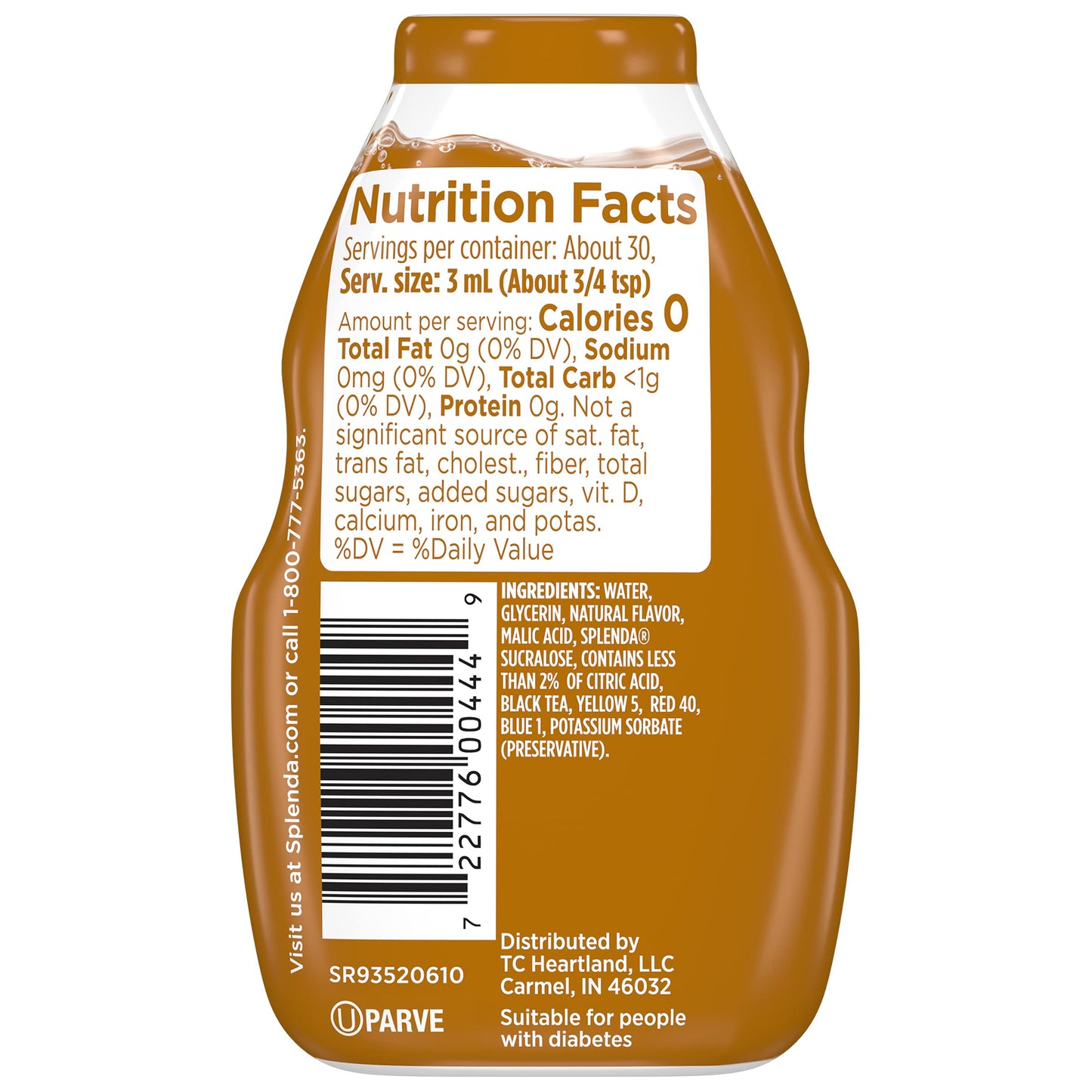Splenda Liquid Water Enhancer Drops, Sugar Free, Zero Calorie, Natural Flavor, Concentrated Drink Mix, 3.11 Fl Oz Each Bottle (Sweet Tea, 1 Pack)