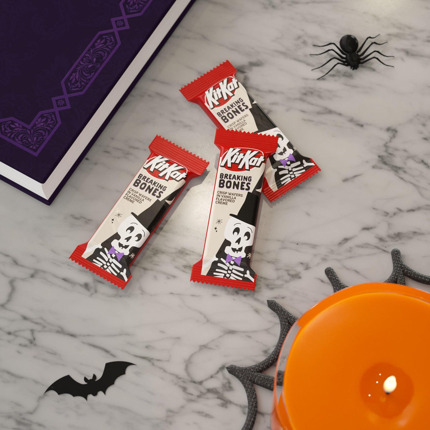 KIT KAT Breaking Bones White Creme Snack Size, Halloween Wafer Candy Bars Bag, 10.29 oz