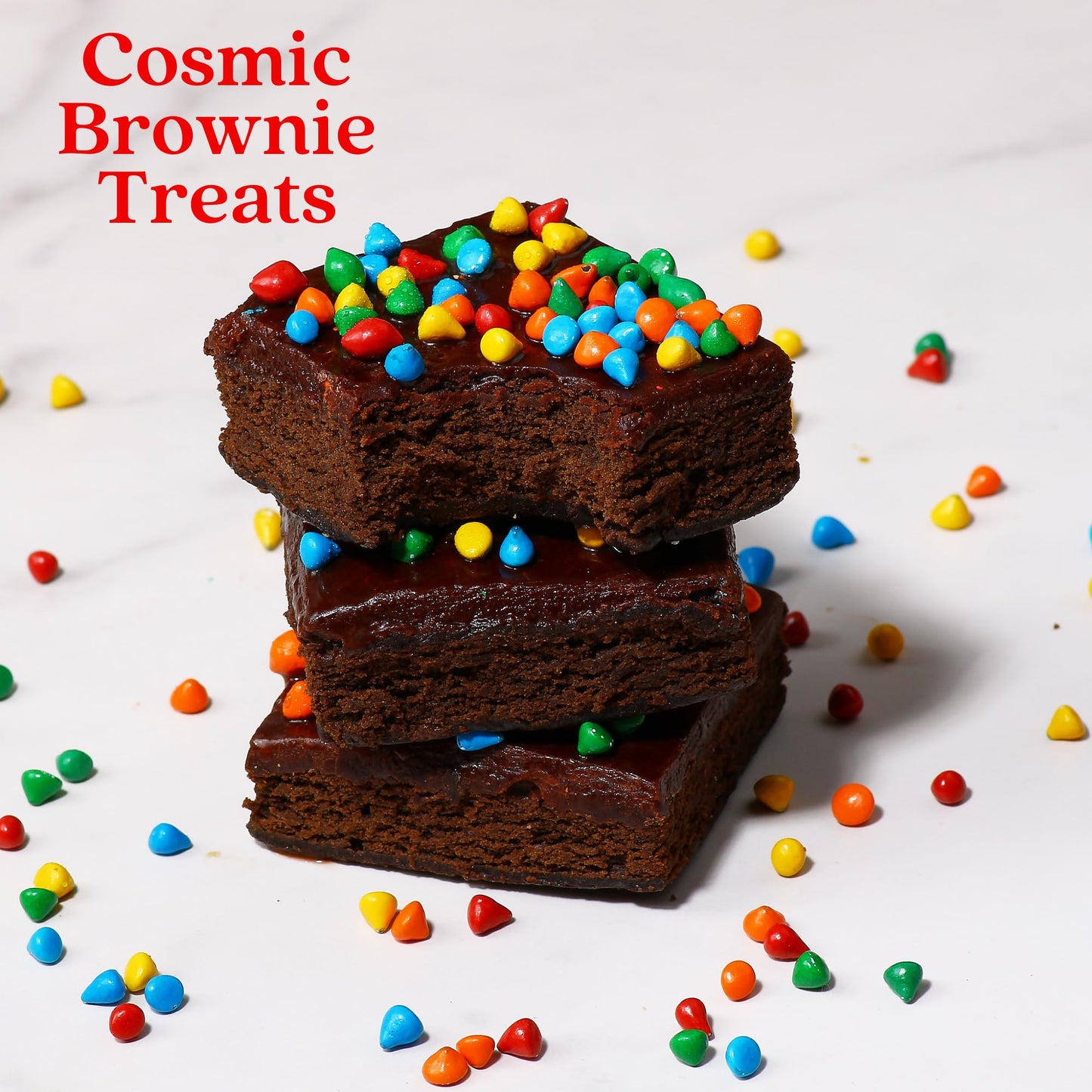 Brownies Gift Basket | Chocolate Brownies Individually Wrapped [9 Count] Topped With Rainbow Candy Chips | Birthday Snacks | Foo