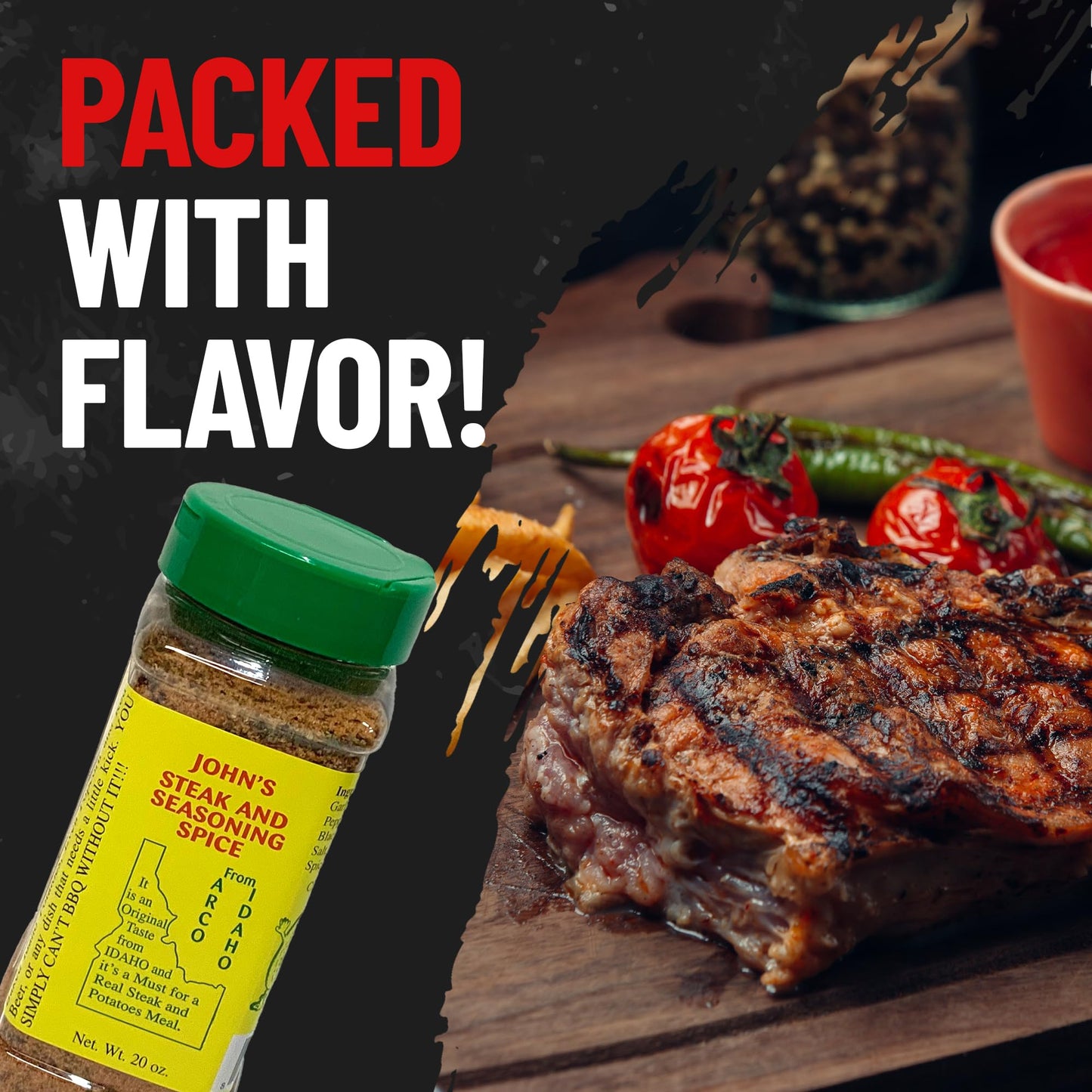John’s Steak and Seasoning Spice, Original Flavor, Gluten-Free, 20 oz, Green