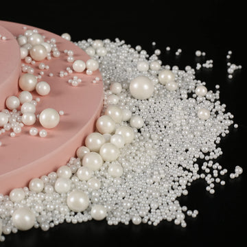 Kasvan White Pearl Sugar Sprinkles - Edible Candy Pearls 130G/4.58 Oz, Mix Size, Baking Cake Decorations, Ice Cream Toppings And