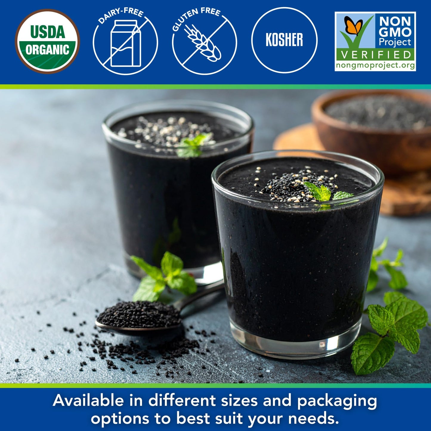 Kevala Organic Black Sesame Tahini Spread - Roasted Black Sesame Seeds - 8 lb