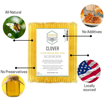 Clover Honey Sticks For Tea, Travel & Snacks - Premium Grade Pure Honey Packets Are Farm Fresh From Us Beekeepers - Each Honey S