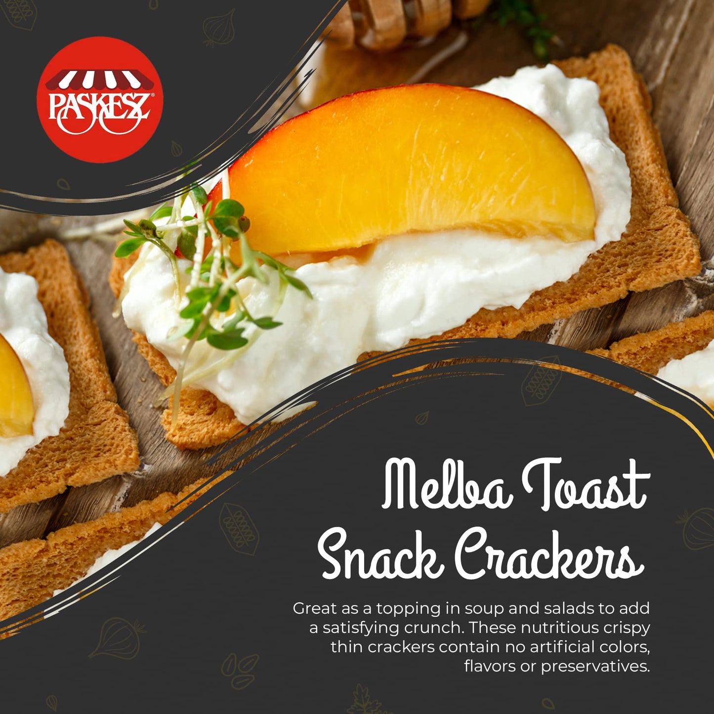 Only Kosher Candy Melba Toast, Classic Sesame, Kosher Parve, 7 Ounce (Pack of 3) - No Artificial Flavor, Fresh Natural Ingredients