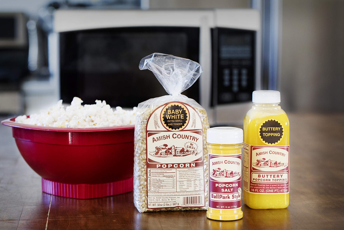 Amish Country Popcorn Baby White Popcorn Kernels with Buttery Topping 2 lb Bag Non-GMO Gluten Free