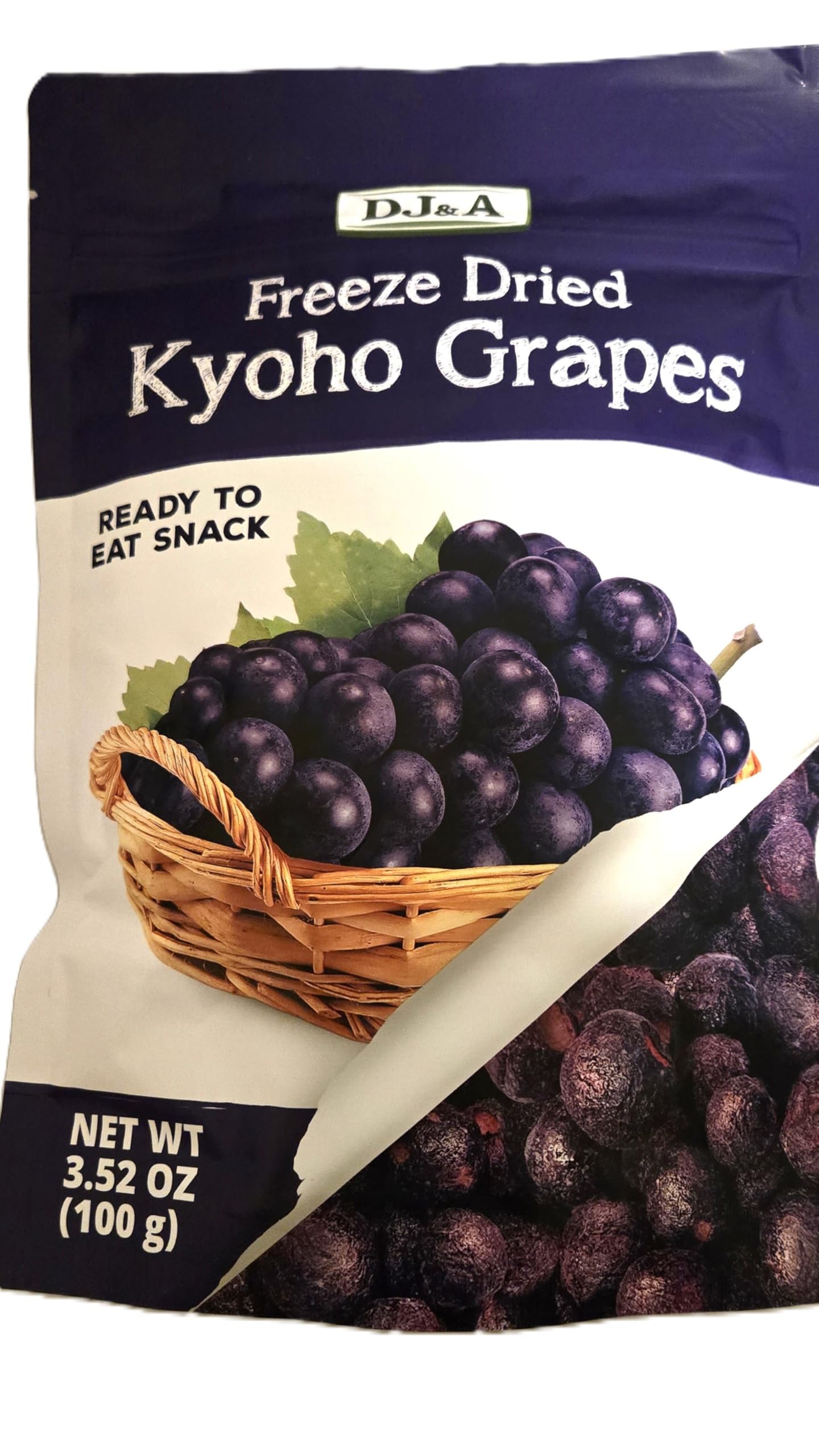 Freeze Dried Kyoho Grapes DJ&A, Ready to Eat Snack, NON GMO 3.52 Oz(100g) (Pack 1)