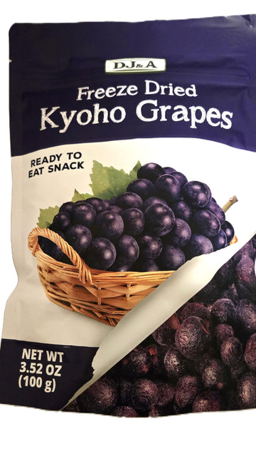 Freeze Dried Kyoho Grapes DJ&A, Ready to Eat Snack, NON GMO 3.52 Oz(100g) (Pack 1)