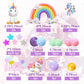 DRWATE 18 PCS Unicorn Cake Topper Set, Rainbow Stars & Foil Firework Balls, 0.78 inches, Kids Birthday Decorations (Style 1)