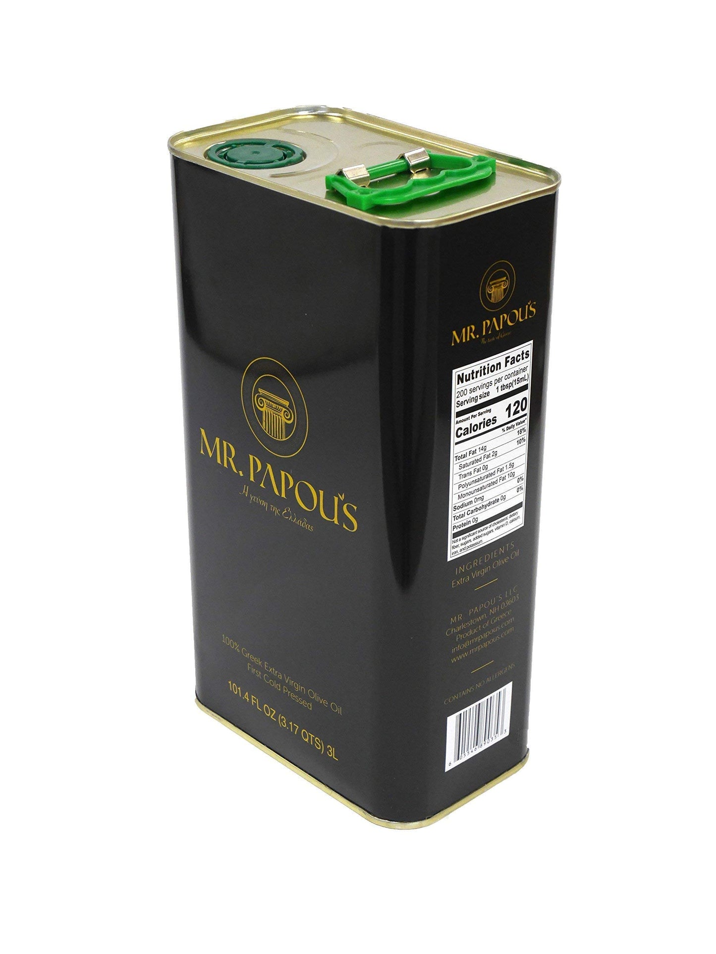Mr. Papou'S | Extra Virgin Olive Oil | First Cold Pressed | Family Owned | Harvested In Greece | 3 Liter - 101.4 Fl Oz (3 Liter)