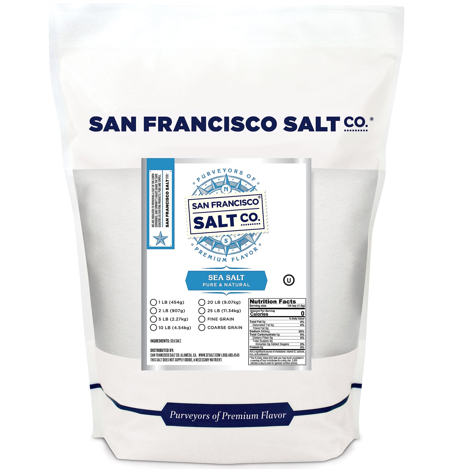 San Francisco Salt Company Pacific Ocean Gourmet Sea Salt - Fine Grain - 2 lbs.