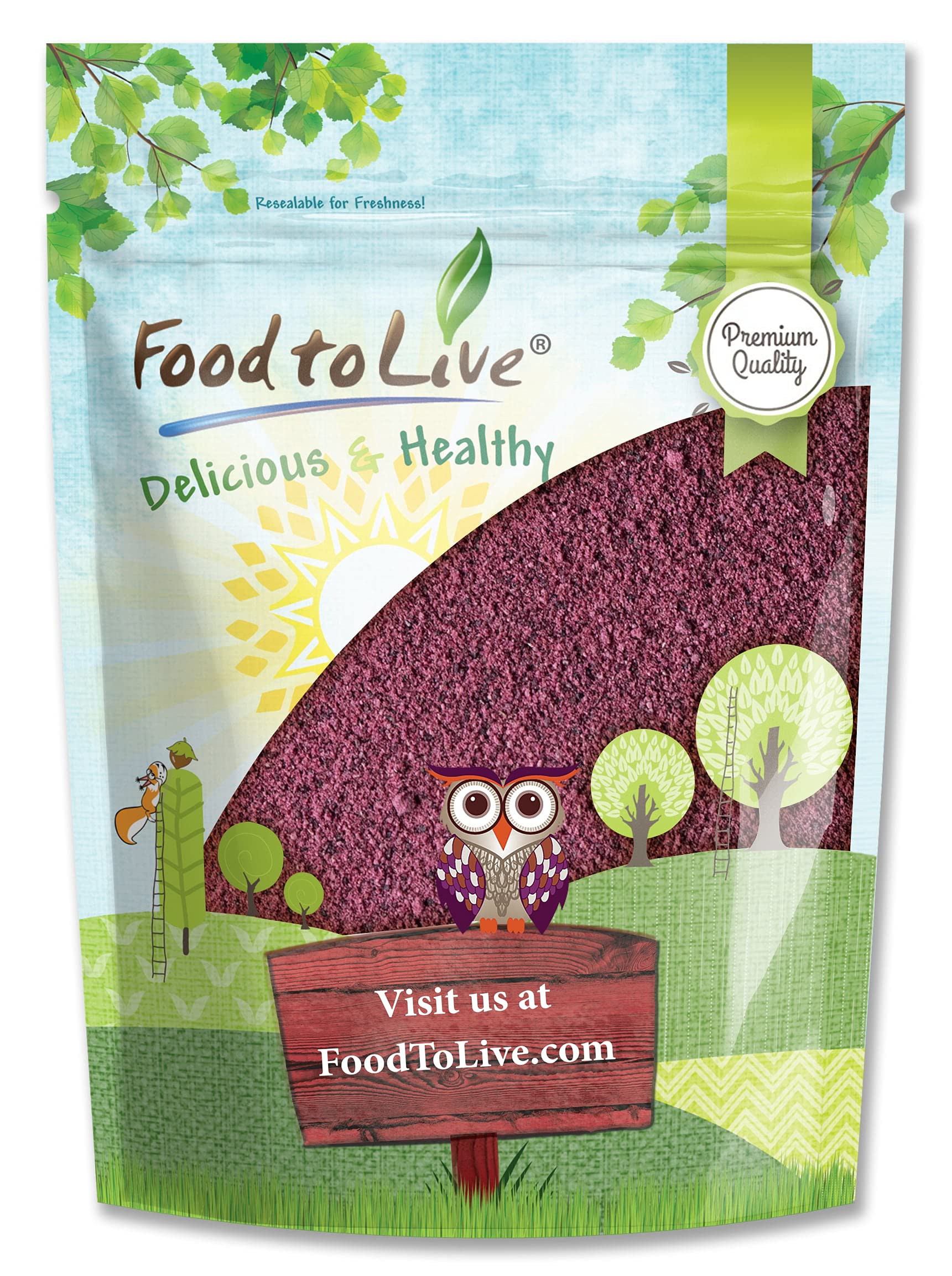 Food to Live Black Elderberry Powder, 1 Pound - Raw Dried Berries, Unsulfured, Vegan, Bulk, for Baking, Juices, Smoothies, Yogur