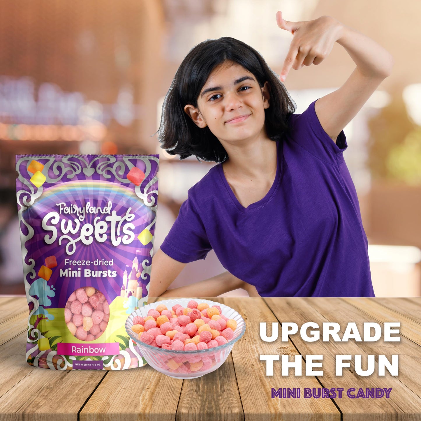 Fairyland Sweets Freeze Dried Candy Mini Bursts Rainbow - Fun, Crunchy Flavored Mini Bursts Skittles - Freeze Dried Candy - 4.5