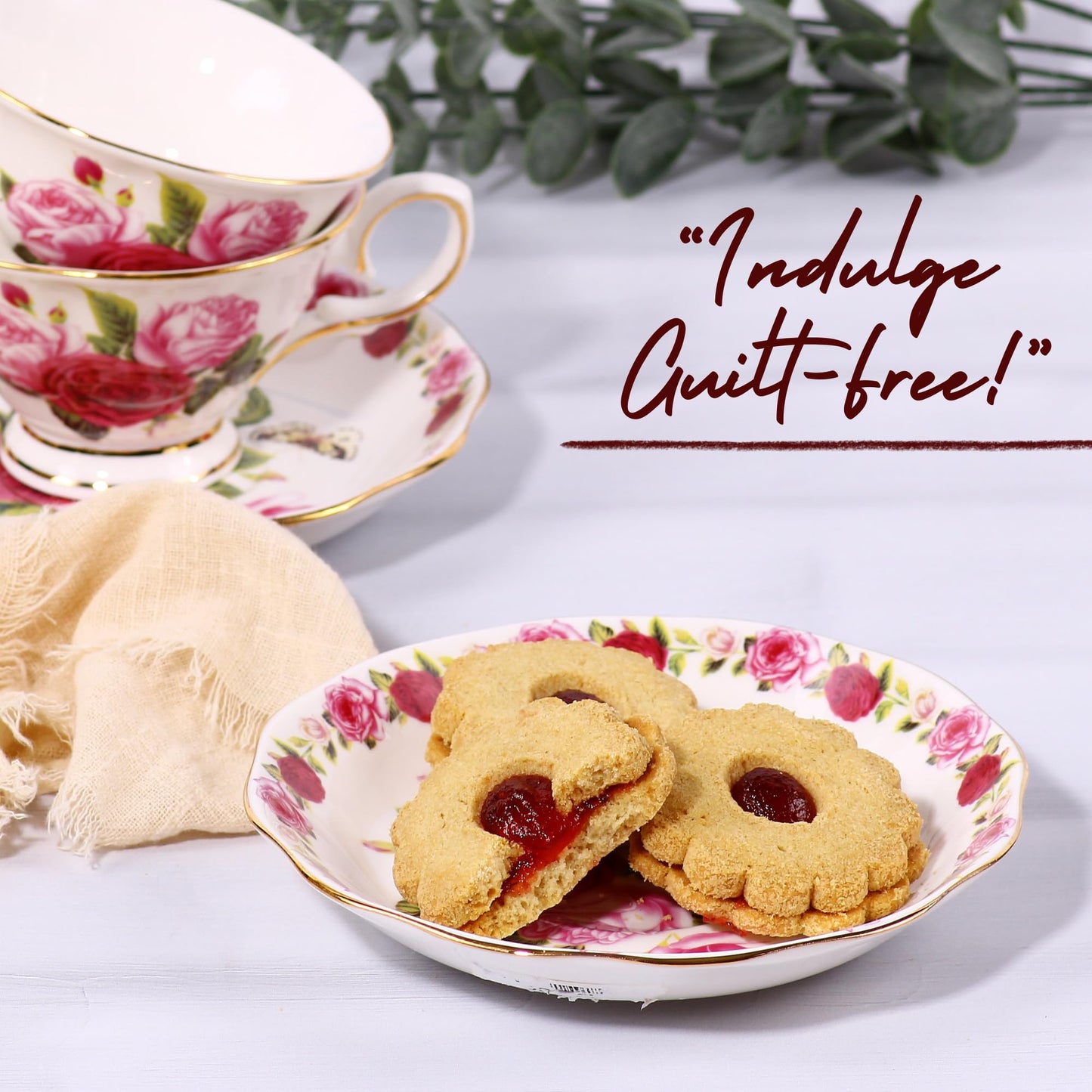 Sugar Free Cookies By Sterns Bakery | [10 Count] Strawberry Filled Linzer Tart Cookies | Sugar Free Cookies And Snacks For Diabe