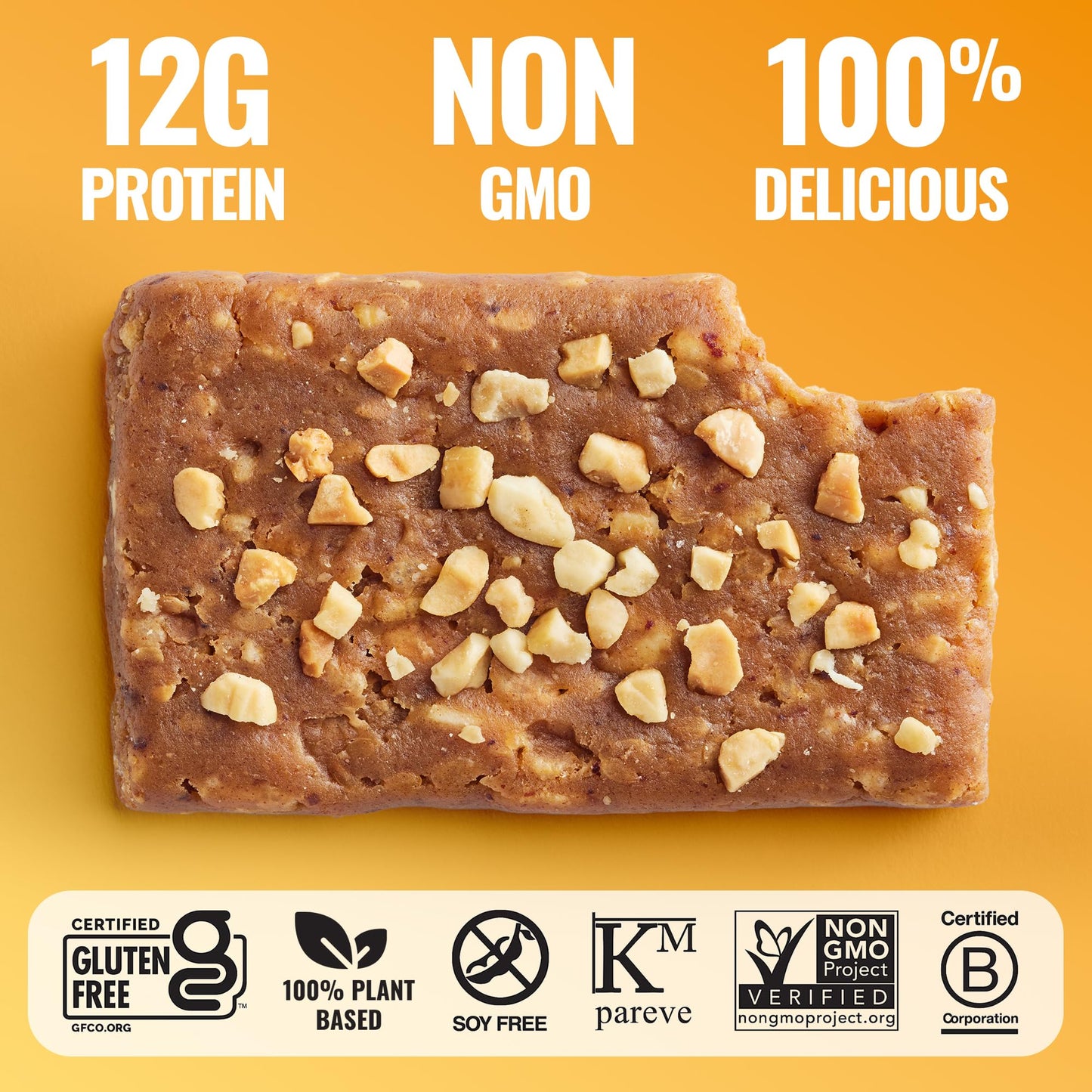The Gfb Peanut Butter Protein Bars - Gluten Free, Plant Based, Non Gmo, Sustainably Made - Ridiculously Tasty, Healthy, Vegan, N