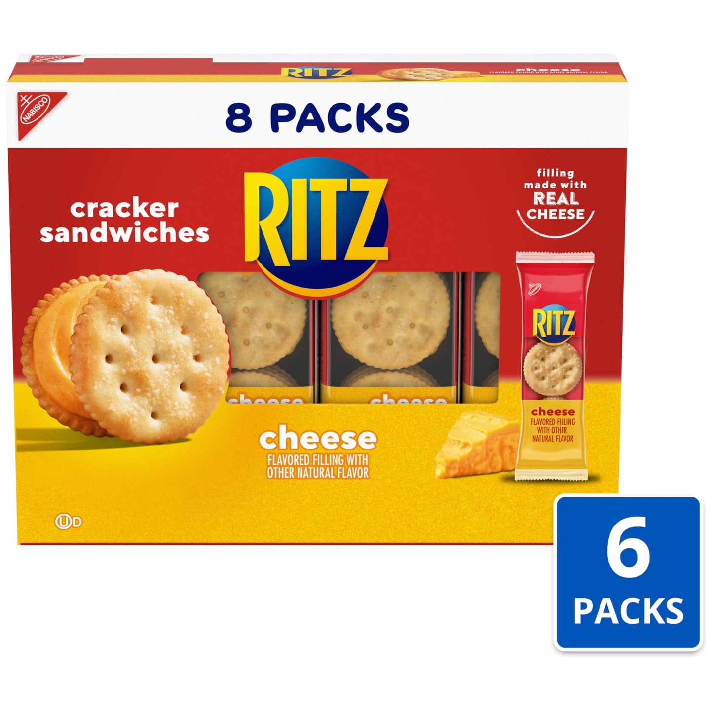 Ritz Cheese Sandwich Crackers, 48 Snack Packs (6 Boxes, 6 Crackers Per Pack)